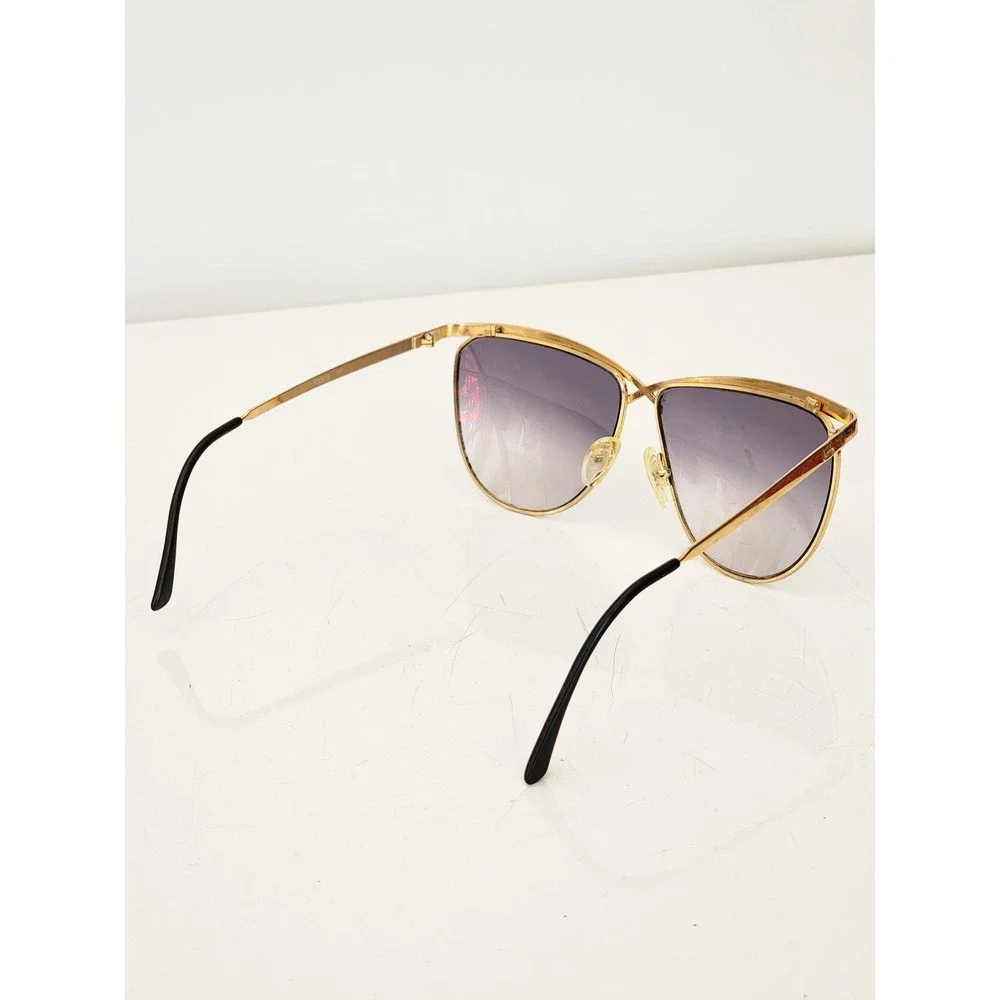 Laura Biagiotti Vintage Gold Crossover Sunglasses Purple Gradient Lens Italy